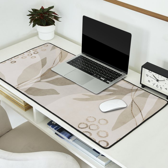 Natural Flow And Glamour Leave Shapes Bohemian Balance Desk Mat Gallery Image 2