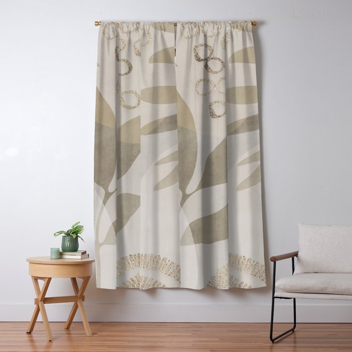 Natural Flow And Glamour Leave Shapes Bohemian Balance Window Curtain Gallery Image 1
