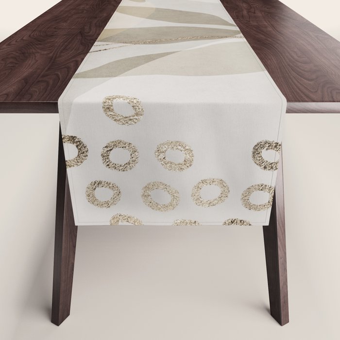 Natural Flow And Glamour Leave Shapes Bohemian Balance Table Runner Gallery Image 1