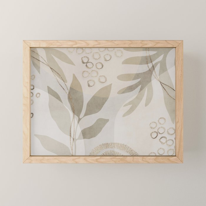 Natural Flow And Glamour Leave Shapes Bohemian Balance Mini Art Print Gallery Image 1