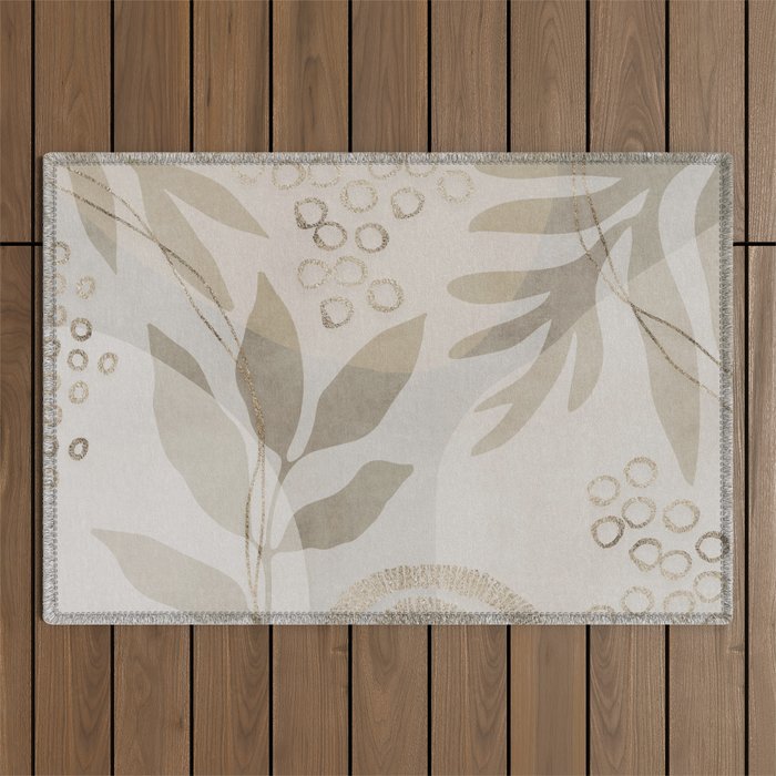 Natural Flow And Glamour Leave Shapes Bohemian Balance Outdoor Rug Gallery Image 1