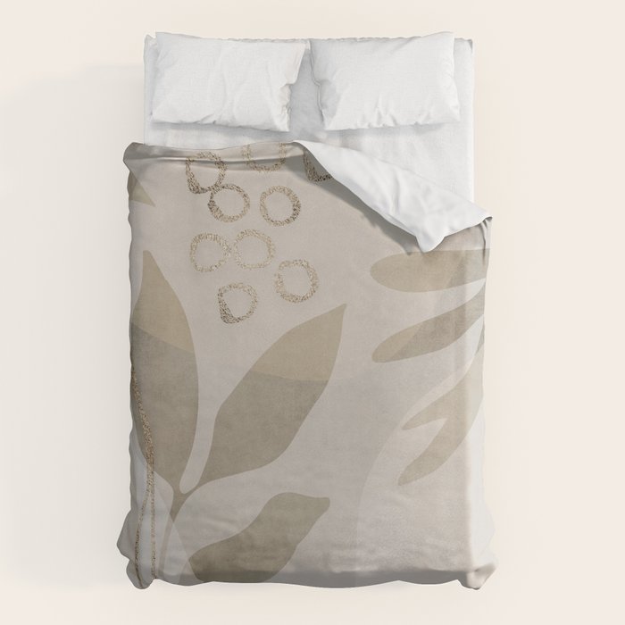 Natural Flow And Glamour Leave Shapes Bohemian Balance Duvet Cover Gallery Image 1