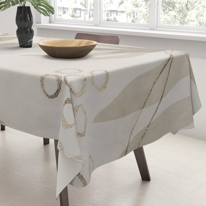 Natural Flow And Glamour Leave Shapes Bohemian Balance Tablecloth Gallery Image 3