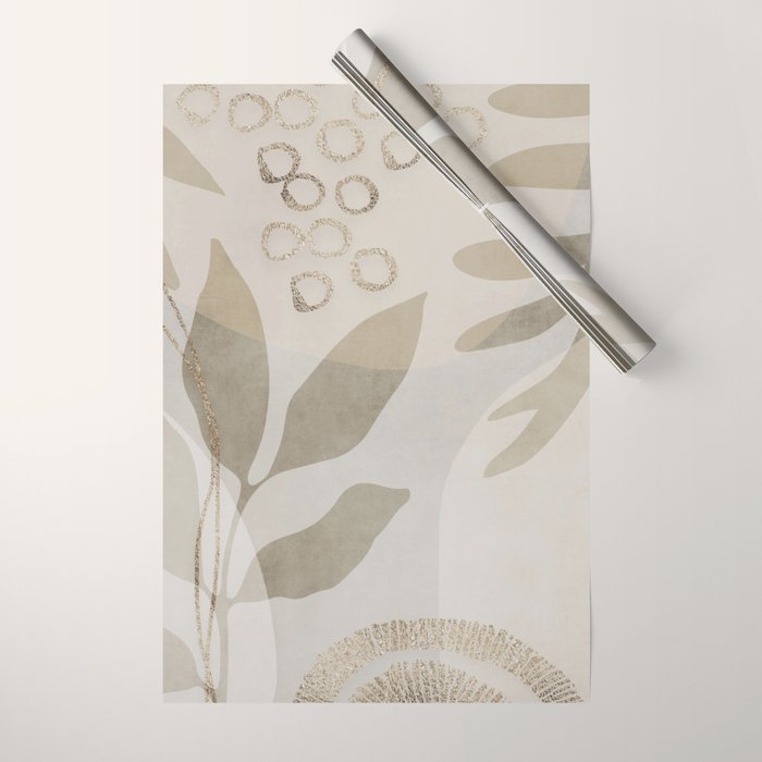 Natural Flow And Glamour Leave Shapes Bohemian Balance Wrapping Paper Gallery Image 1