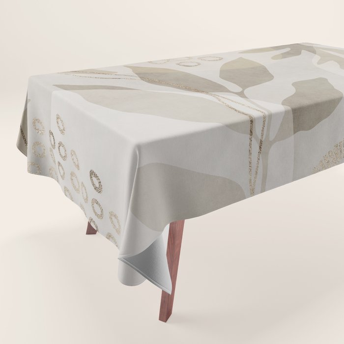 Natural Flow And Glamour Leave Shapes Bohemian Balance Tablecloth Gallery Image 1