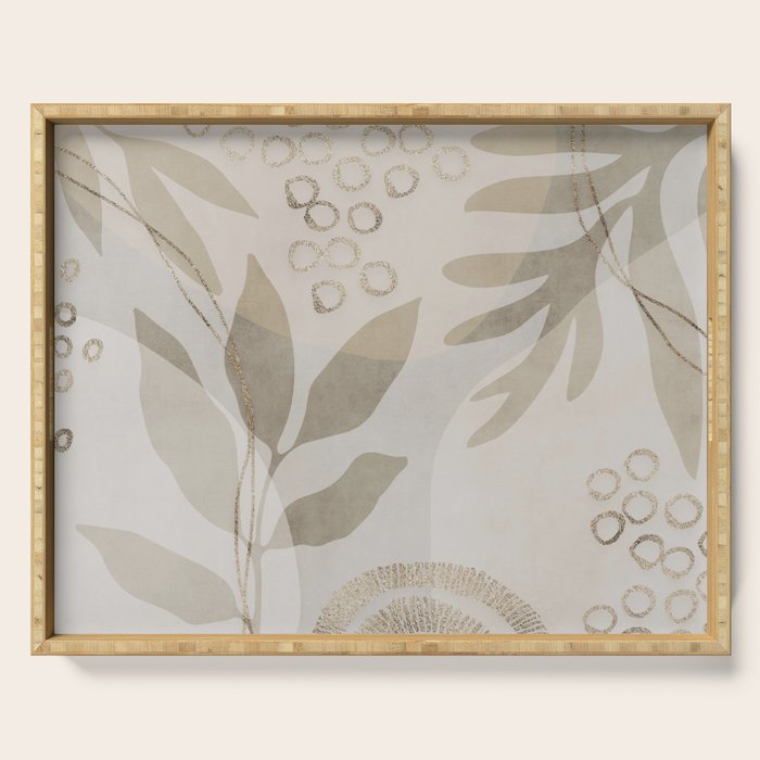 Natural Flow And Glamour Leave Shapes Bohemian Balance Serving Tray Gallery Image 1