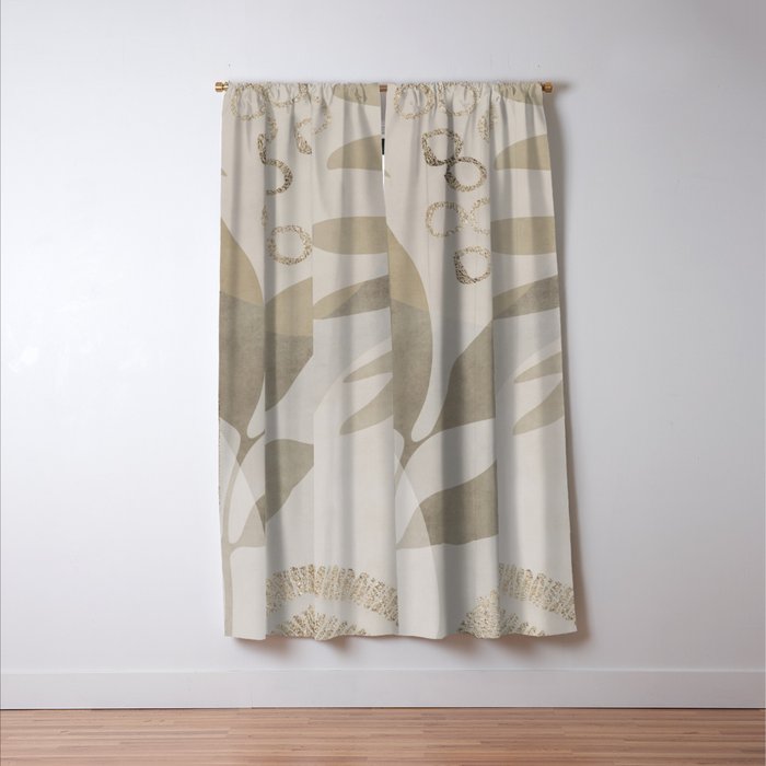 Natural Flow And Glamour Leave Shapes Bohemian Balance Window Curtain Gallery Image 3