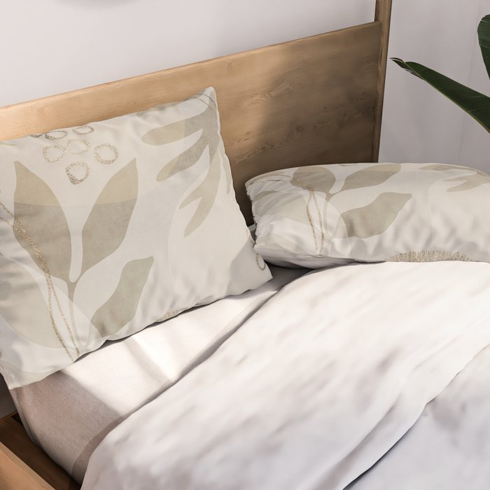 Natural Flow And Glamour Leave Shapes Bohemian Balance Pillow Sham Gallery Image 2