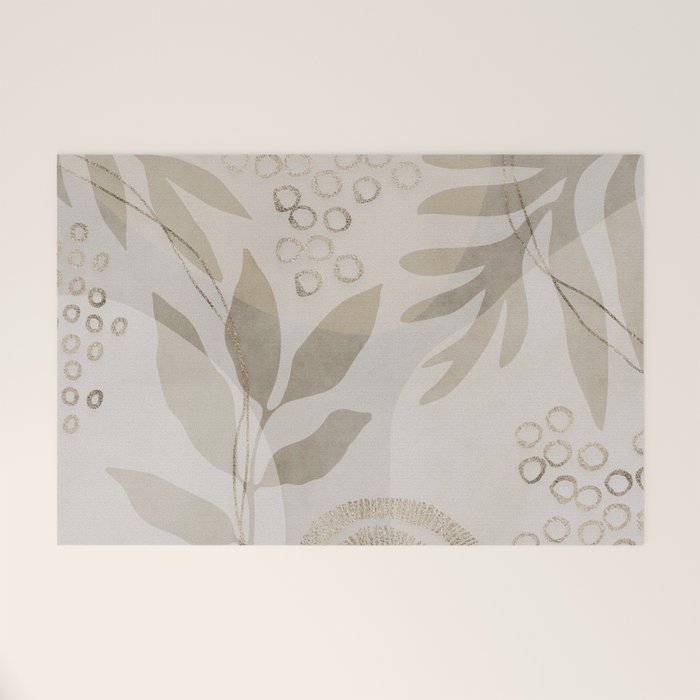 Natural Flow And Glamour Leave Shapes Bohemian Balance Welcome Mat Gallery Image 1