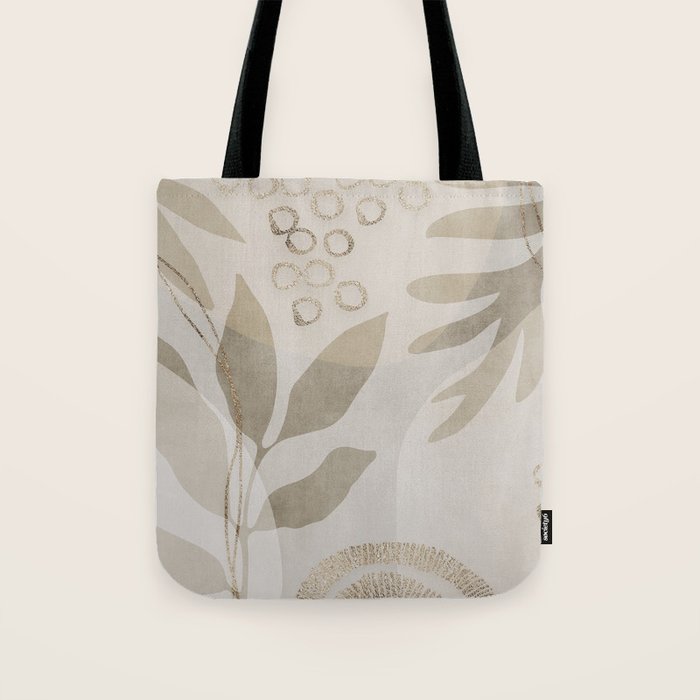 Natural Flow And Glamour Leave Shapes Bohemian Balance Tote Bag Gallery Image 1