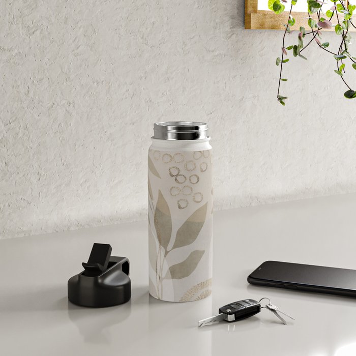 Natural Flow And Glamour Leave Shapes Bohemian Balance Water Bottle Gallery Image 4