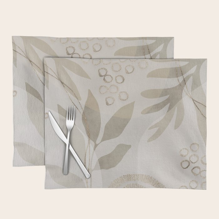 Natural Flow And Glamour Leave Shapes Bohemian Balance Placemat Gallery Image 1