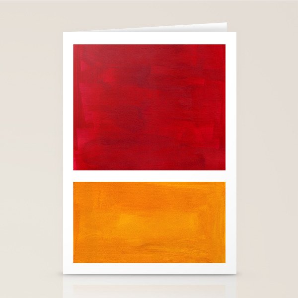 Burnt Red Yellow Ochre Mid Century Modern Abstract Minimalist Rothko Color Field Squares Stationery Card Gallery Image 2