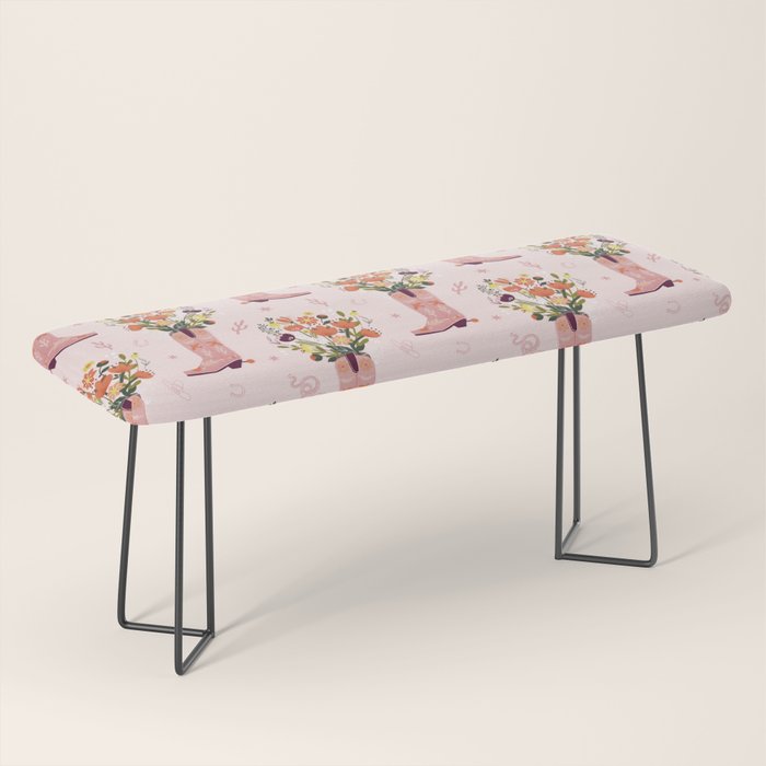 Western Floral Cowboy Boots Pattern Bench Gallery Image 1