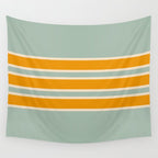 70s Style Mint Orange White Retro Stripes Pomona Wall Tapestry Gallery Image 4