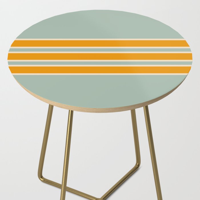 70s Style Mint Orange White Retro Stripes Pomona Side Table Gallery Image 2