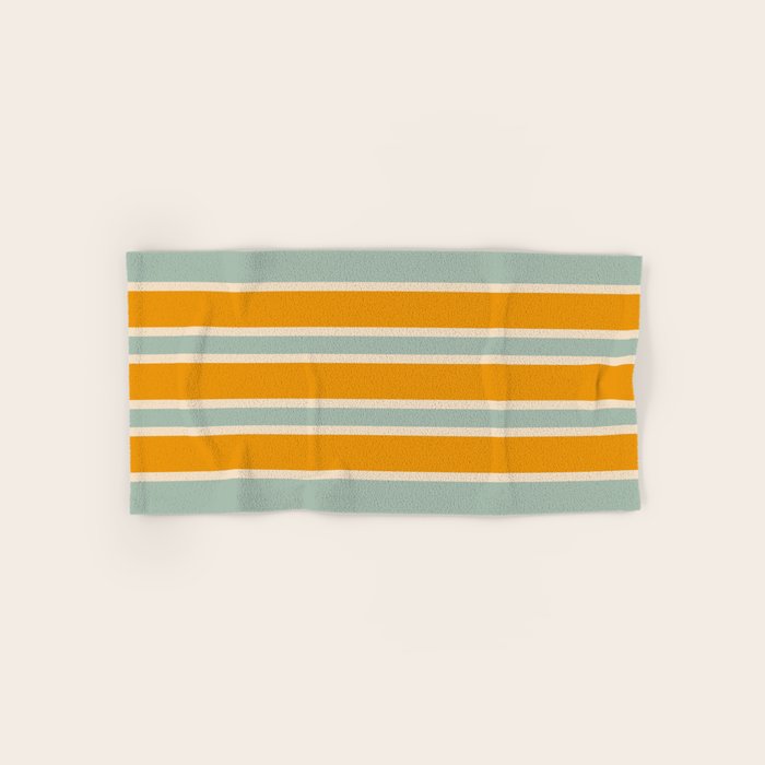70s Style Mint Orange White Retro Stripes Pomona Towels Gallery Image 1