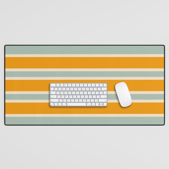 70s Style Mint Orange White Retro Stripes Pomona Desk Mat Gallery Image 1