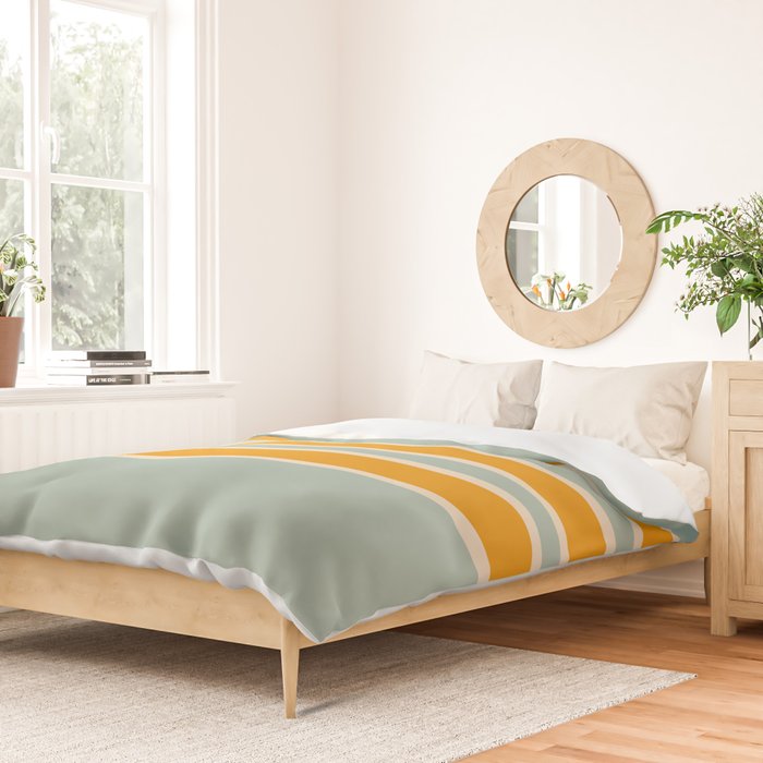 70s Style Mint Orange White Retro Stripes Pomona Duvet Cover Gallery Image 2