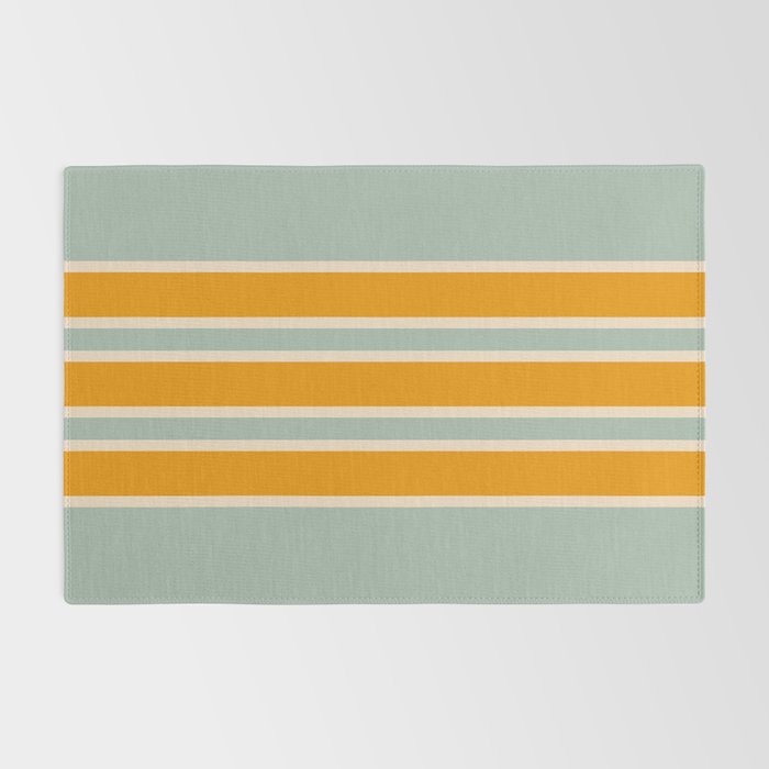 70s Style Mint Orange White Retro Stripes Pomona Rug Gallery Image 2