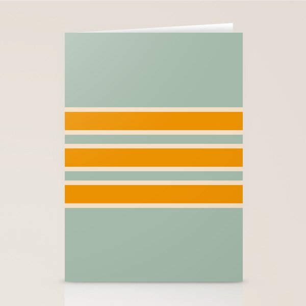 70s Style Mint Orange White Retro Stripes Pomona Stationery Card Gallery Image 2