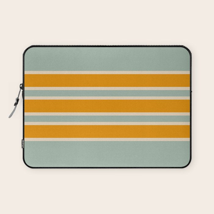 70s Style Mint Orange White Retro Stripes Pomona Laptop Sleeve Gallery Image 1