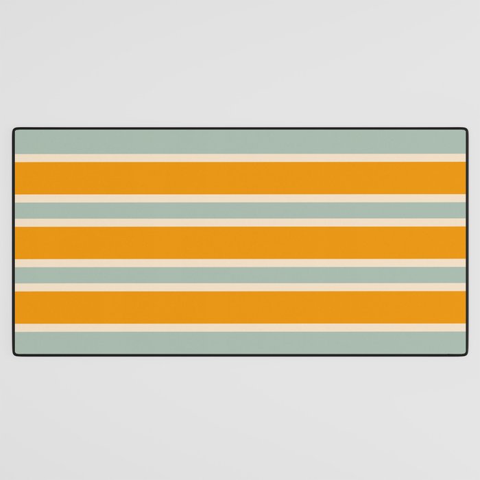 70s Style Mint Orange White Retro Stripes Pomona Desk Mat Gallery Image 3