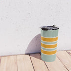 70s Style Mint Orange White Retro Stripes Pomona Travel Mug Gallery Image 4