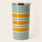 70s Style Mint Orange White Retro Stripes Pomona Travel Mug Gallery Image 1