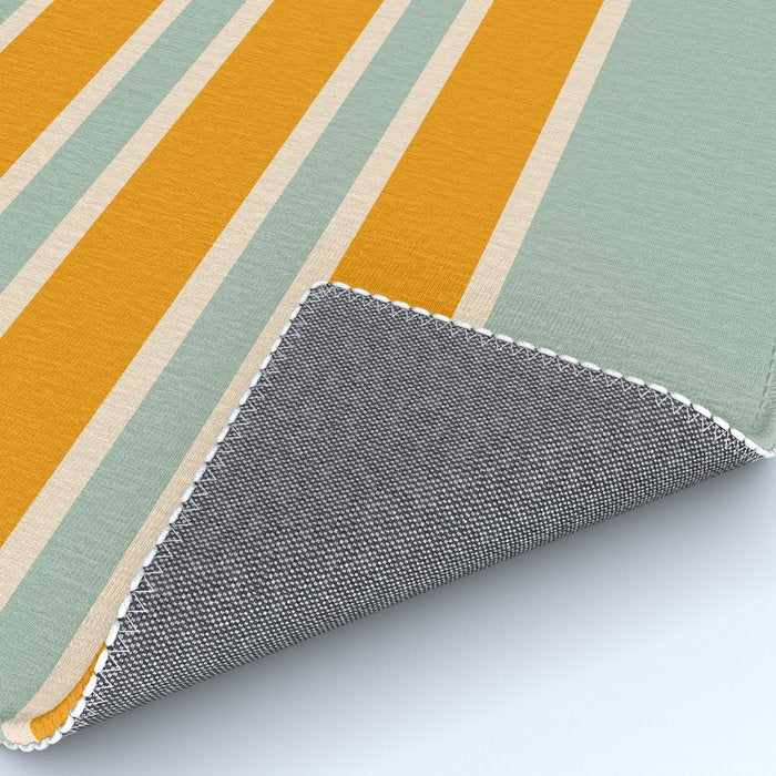 70s Style Mint Orange White Retro Stripes Pomona Rug Gallery Image 4