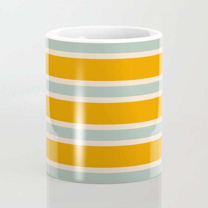 70s Style Mint Orange White Retro Stripes Pomona Coffee Mug Gallery Image 4