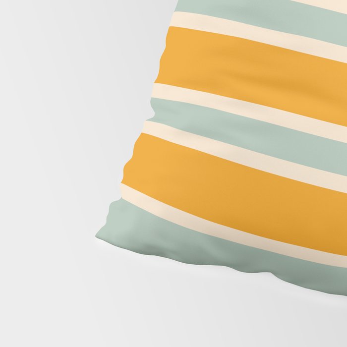 70s Style Mint Orange White Retro Stripes Pomona Pillow Sham Gallery Image 4