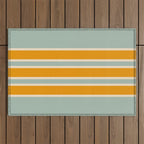 70s Style Mint Orange White Retro Stripes Pomona Outdoor Rug Gallery Image 1