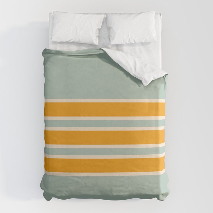 70s Style Mint Orange White Retro Stripes Pomona Duvet Cover Gallery Image 6