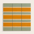 70s Style Mint Orange White Retro Stripes Pomona Wood Wall Art Gallery Image 1