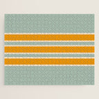 70s Style Mint Orange White Retro Stripes Pomona Jigsaw Puzzle Gallery Image 1