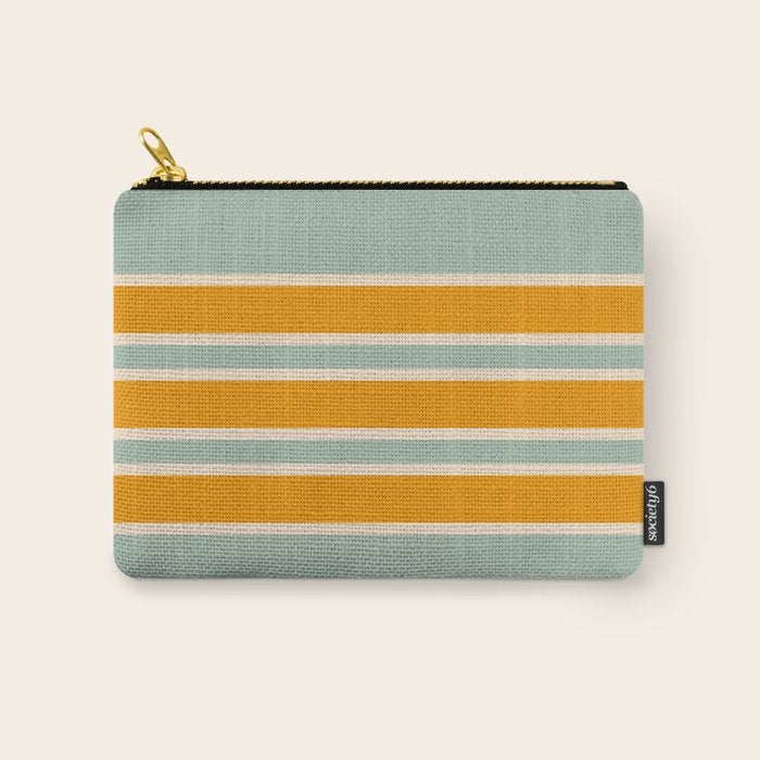 70s Style Mint Orange White Retro Stripes Pomona Carry All Pouch Gallery Image 1