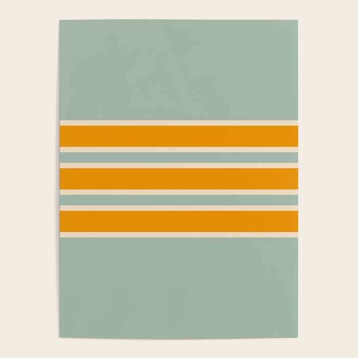 70s Style Mint Orange White Retro Stripes Pomona Poster Gallery Image 4