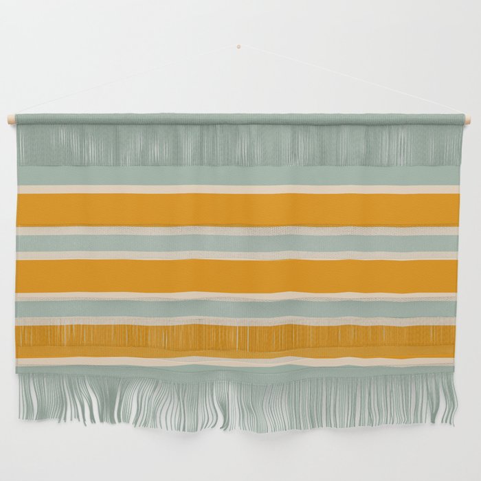 70s Style Mint Orange White Retro Stripes Pomona Wall Hanging Gallery Image 1