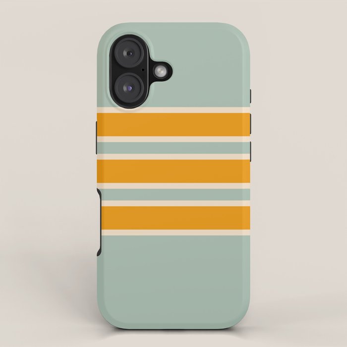 70s Style Mint Orange White Retro Stripes Pomona iPhone Case Gallery Image 1