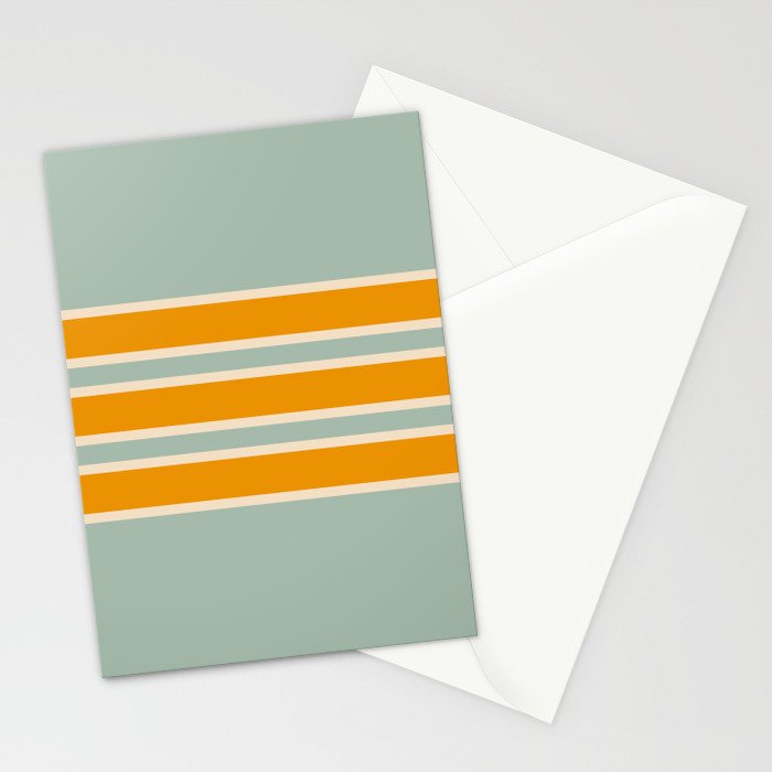 70s Style Mint Orange White Retro Stripes Pomona Stationery Card Gallery Image 2