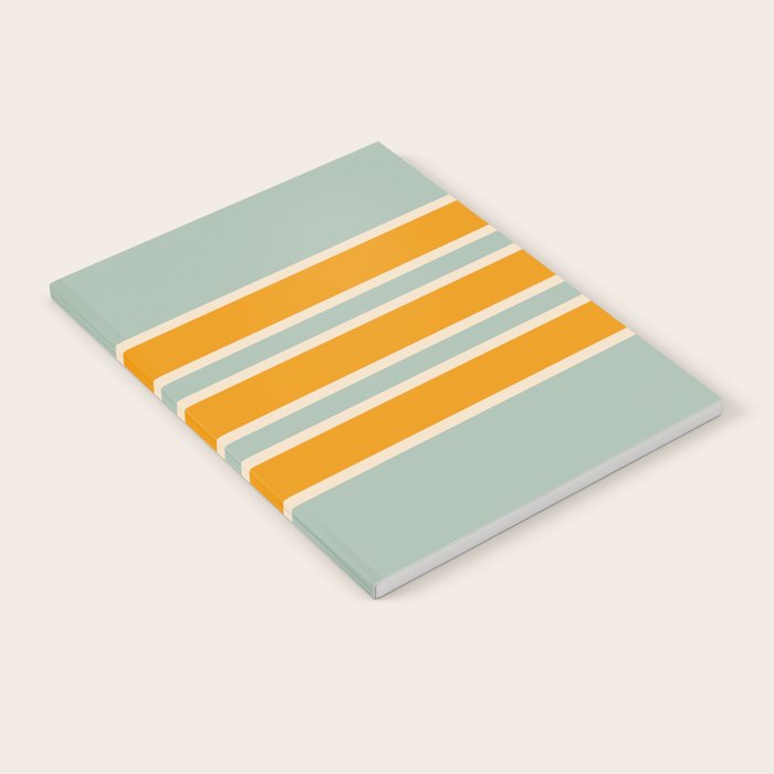 70s Style Mint Orange White Retro Stripes Pomona Notebook Gallery Image 1