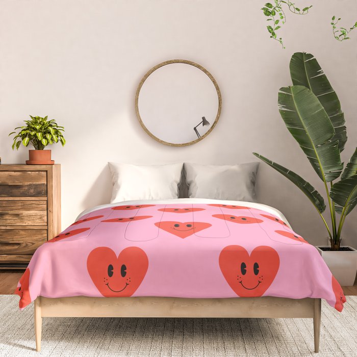 Funny retro love heart cartoon pattern Comforter Gallery Image 3