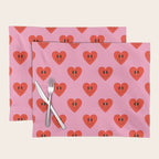 Funny retro love heart cartoon pattern Placemat Gallery Image 1