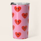 Funny retro love heart cartoon pattern Travel Mug Gallery Image 3
