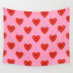 Funny retro love heart cartoon pattern Wall Tapestry Gallery Image 4