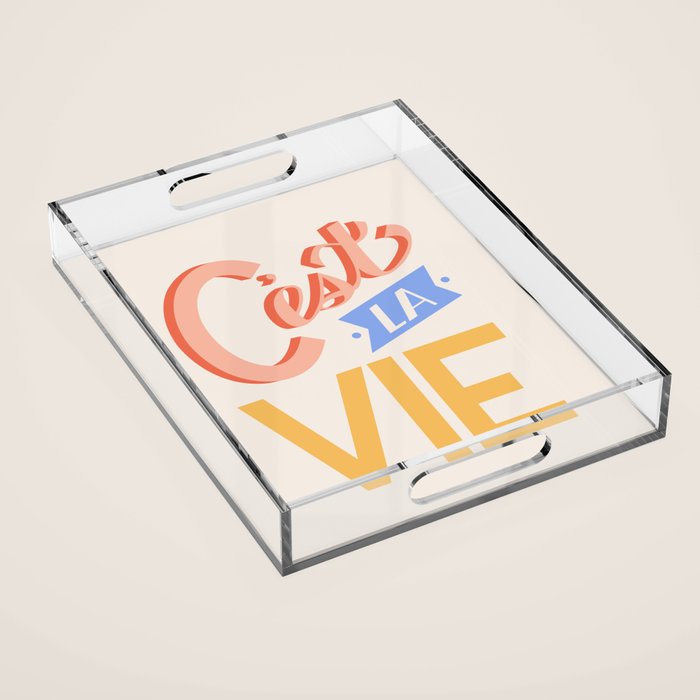 Retro C'est La Vie Acrylic Tray Gallery Image 1