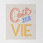 Retro C'est La Vie Throw Blanket Gallery Image 2