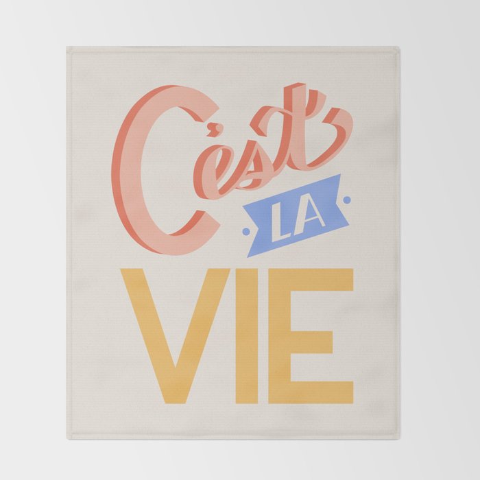 Retro C'est La Vie Throw Blanket Gallery Image 2
