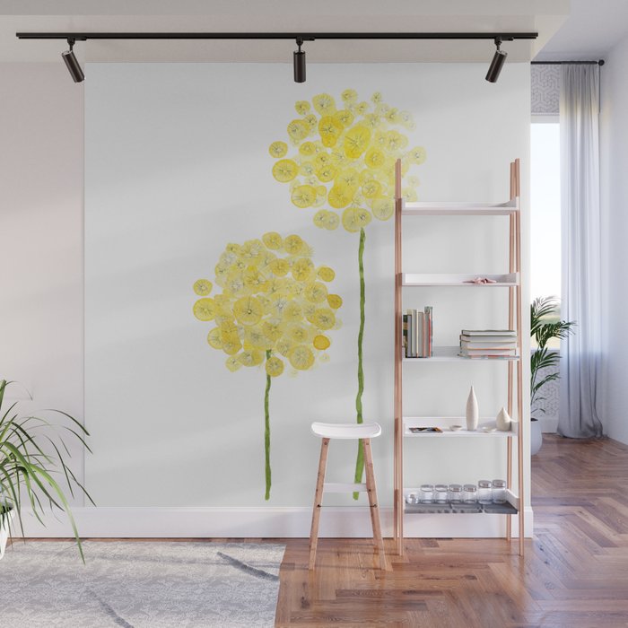 two abstract dandelions watercolor Wall Mural Gallery Image 1